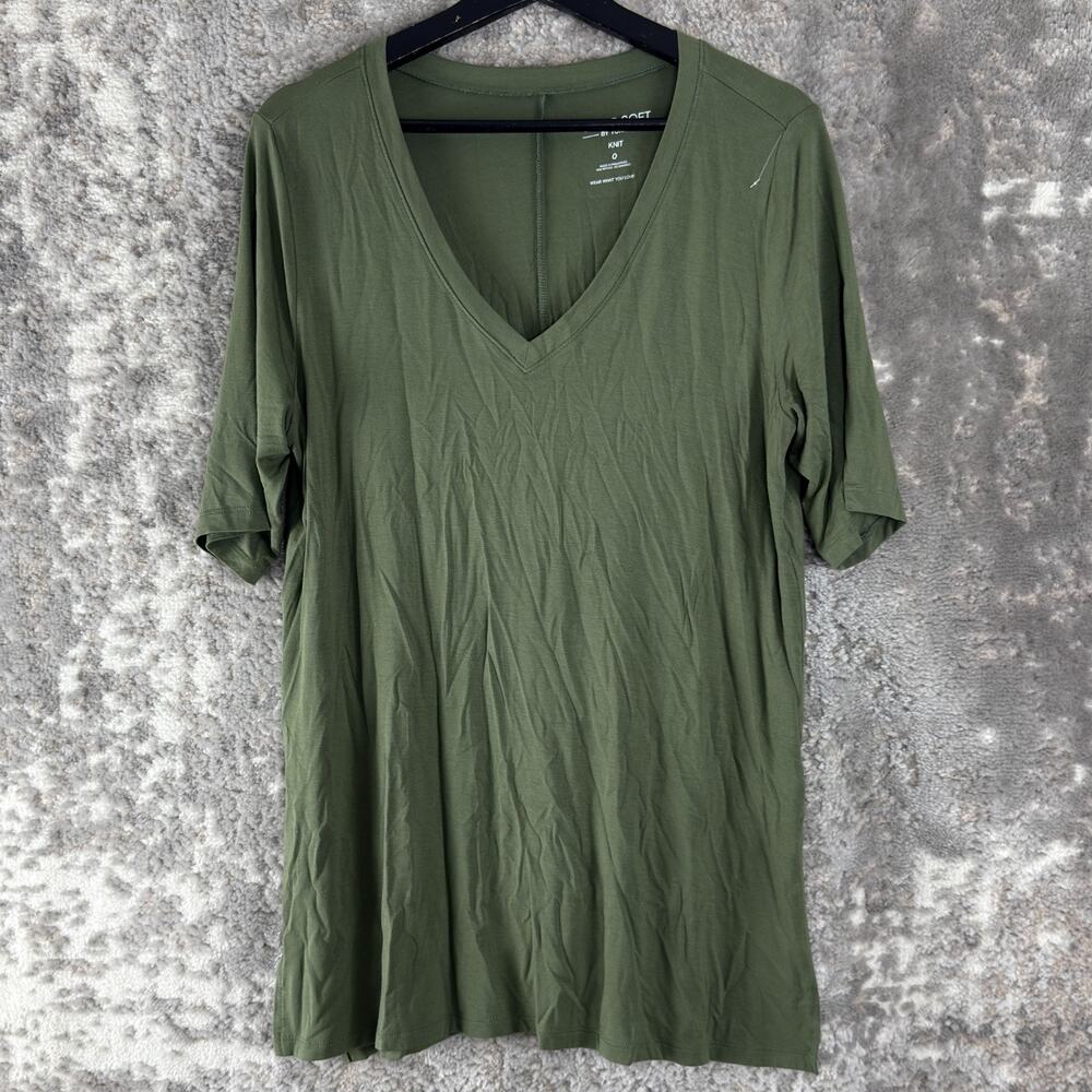 Torrid Plus Size 0 Super Soft Knit V Neck Casual Top Olive Green Short Sleeve